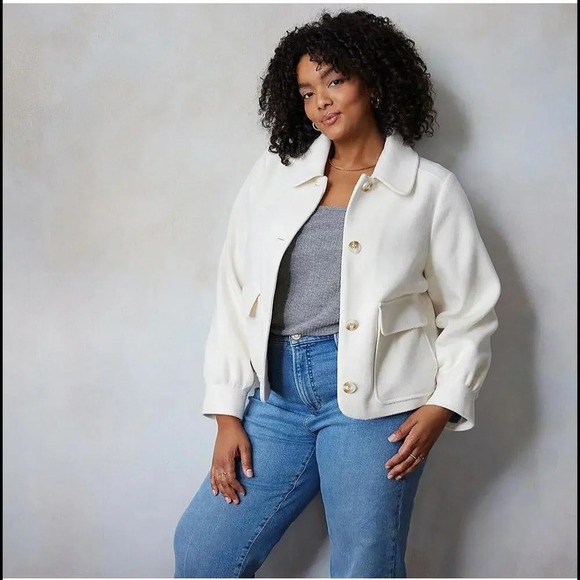 NWT LC Lauren Conrad Cream Plus Size Shacket Size 3X - Picture 1 of 15